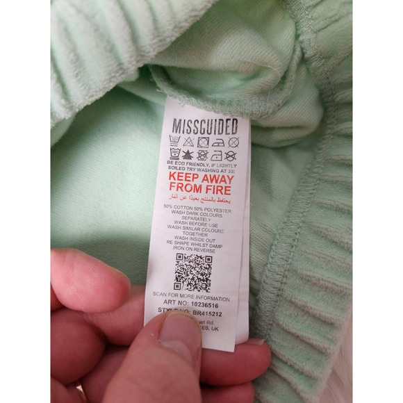 Missguided Womens Cropped Sweatshirt Green Fitted Long Sleeve French Terry 14 - Picture 6 of 6